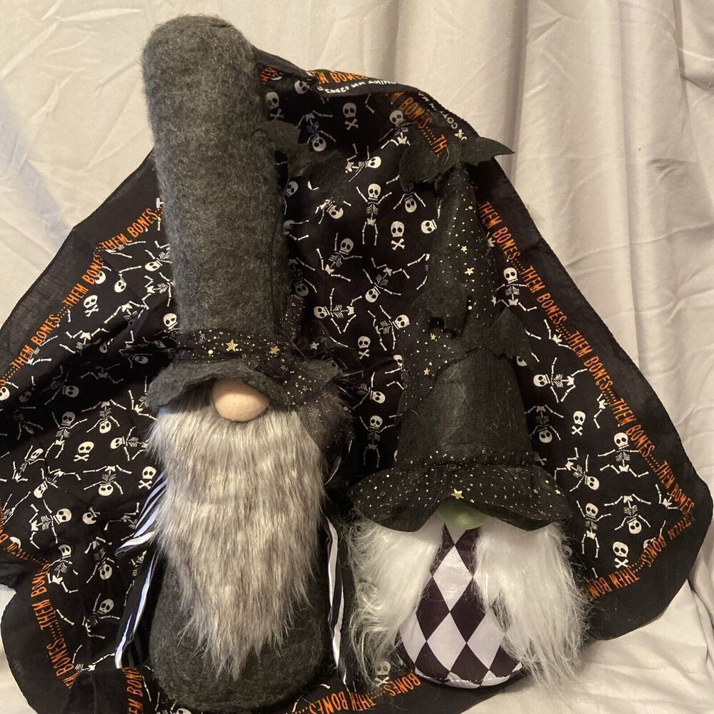 2 Pack Halloween Gnomes Plush Decor,  Witch And Vampire‎ New